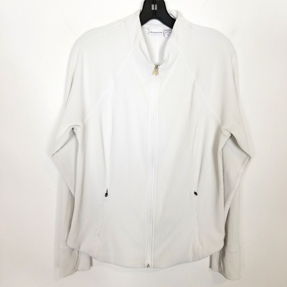 Athleta Women’s Salutation Ribbed Full-Zip Fitted Jacket Sz XL Yoga Active White